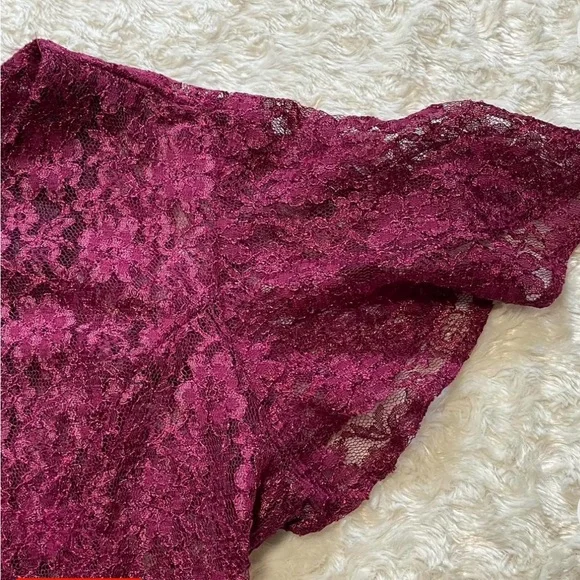 Elegant Lace Burgundy Dress - Picture 6 of 7